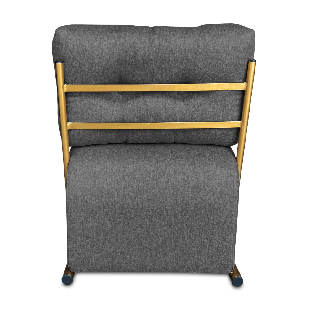 Kit 2 Poltronas Luxo Aurora Linho Grafite Base de Ferro Dourado - Pallazio