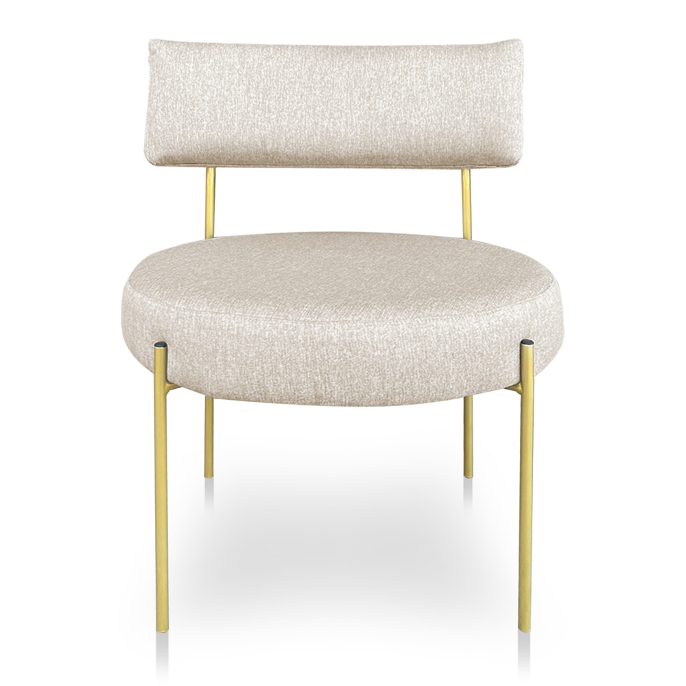 Kit 2 Poltronas Luxo Elora Linho Bege Pés de Ferro Dourado - Pallazio