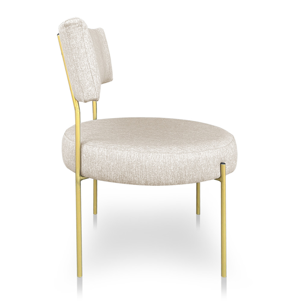 Kit 2 Poltronas Luxo Elora Linho Bege Pés de Ferro Dourado - Pallazio