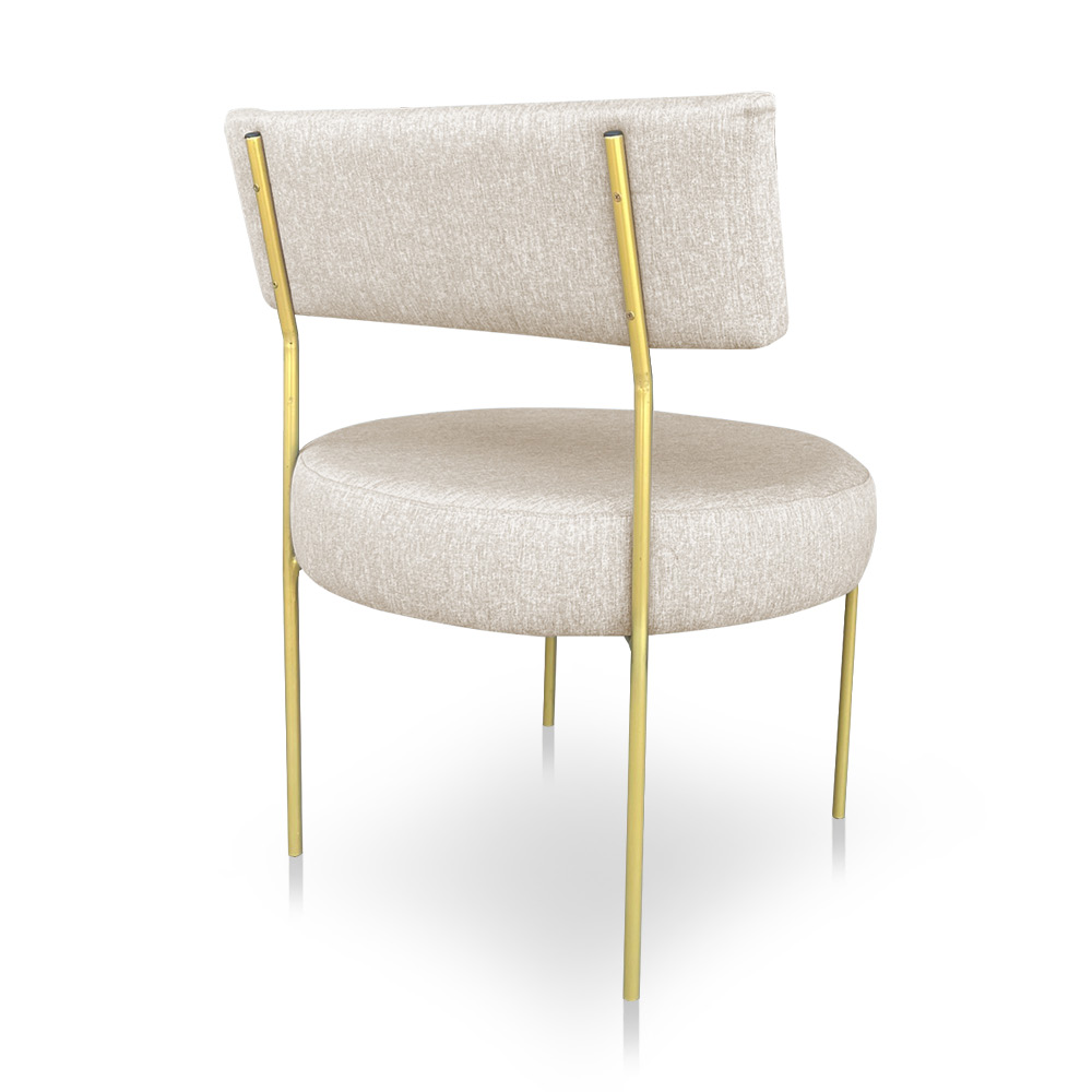 Kit 2 Poltronas Luxo Elora Linho Bege Pés de Ferro Dourado - Pallazio