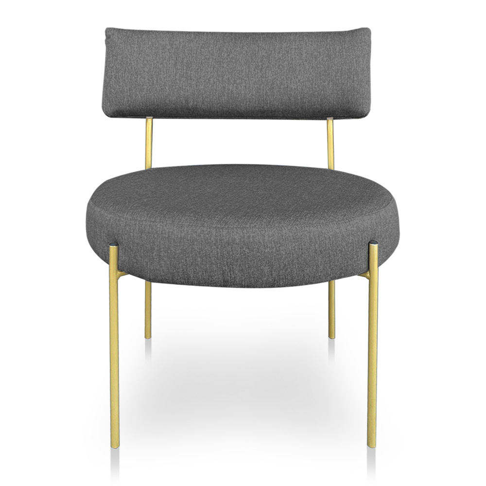 Kit 2 Poltronas Luxo Elora Linho Grafite Pés de Ferro Dourado - Pallazio