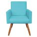Kit 2 Poltronas Nina Suede Azul Turquesa Pés Palito Castanho - Pallazio