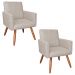 Kit 2 Poltronas Nina Suede Pés Palito Castanho - Pallazio