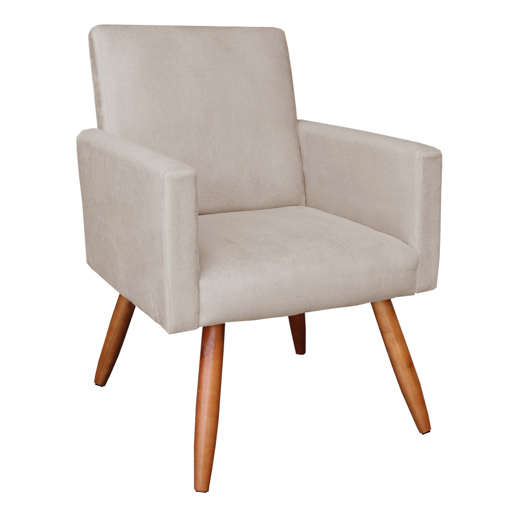 Kit 2 Poltronas Nina Suede Pés Palito Castanho - Pallazio