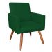 Kit 2 Poltronas Nina Suede Verde Pés Palito Castanho - Pallazio