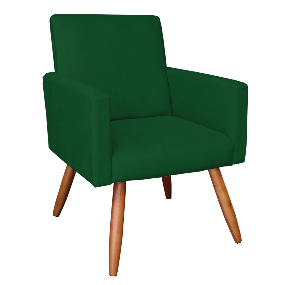 Kit 2 Poltronas Nina Suede Verde Pés Palito Castanho - Pallazio