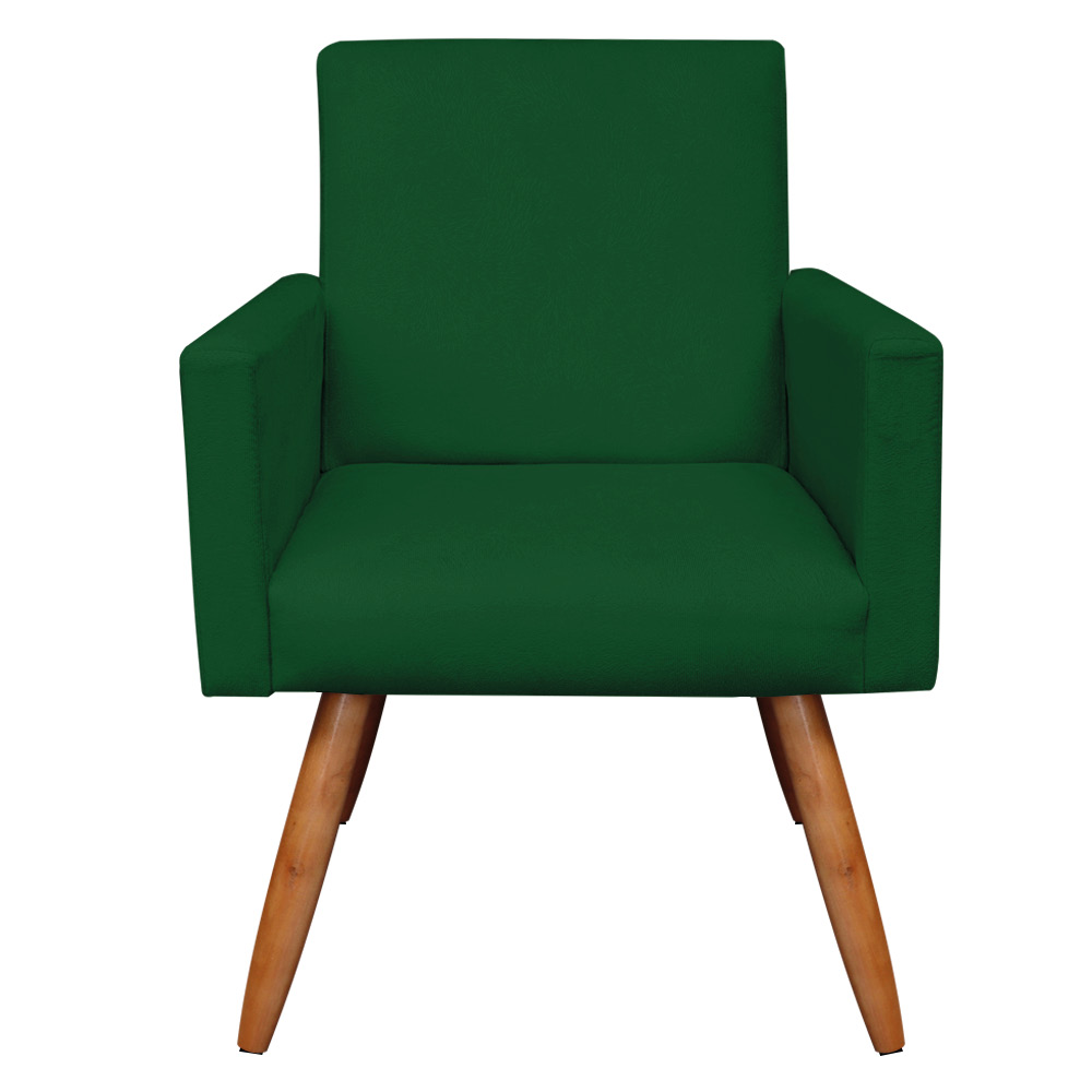 Kit 2 Poltronas Nina Suede Verde Pés Palito Castanho - Pallazio