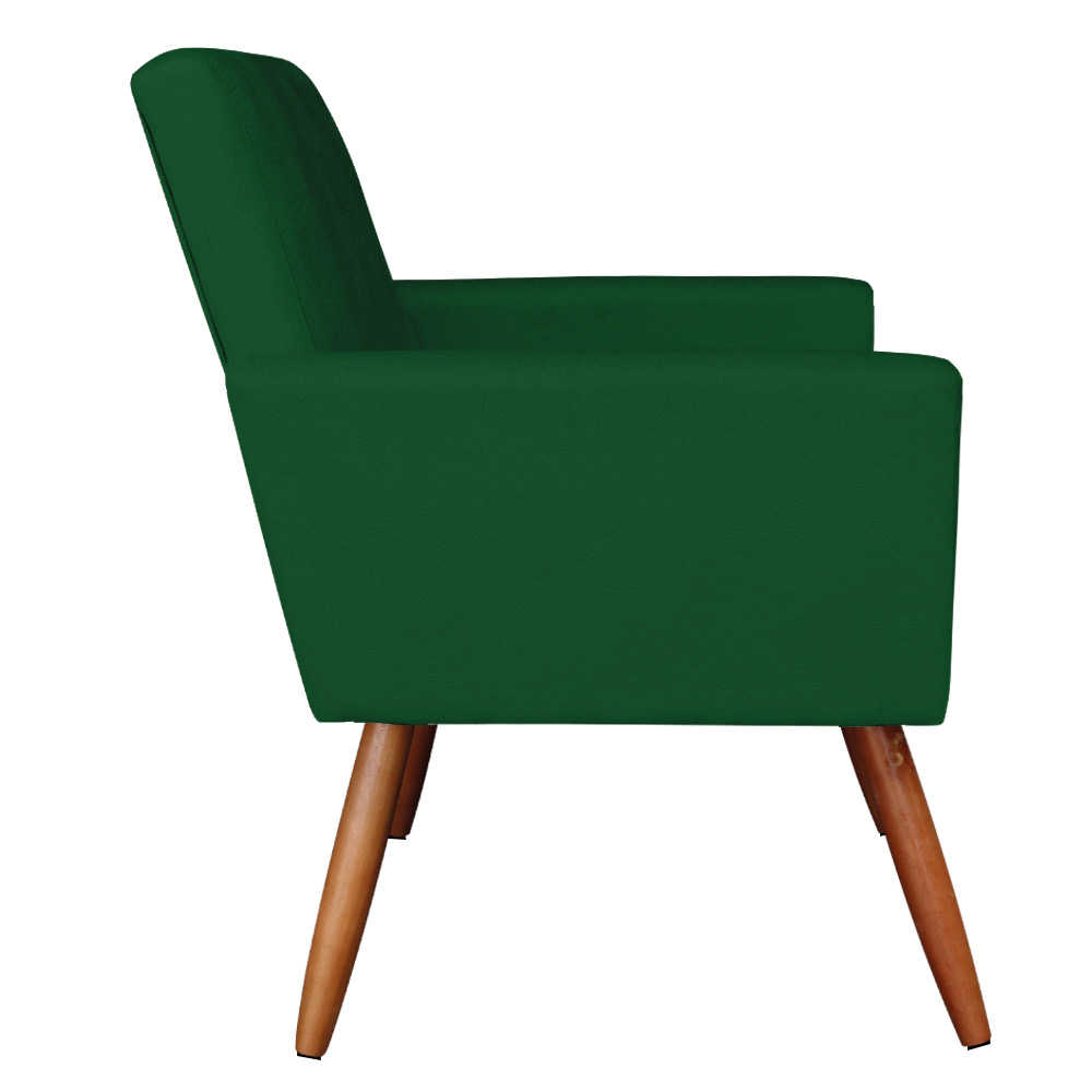 Kit 2 Poltronas Nina Suede Verde Pés Palito Castanho - Pallazio