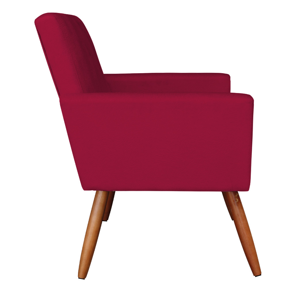Kit 2 Poltronas Nina Suede Vermelho Pés Palito Castanho - Pallazio