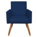 Kit 2 Poltronas Nina Veludo Azul Marinho Pés Palito Castanho - Pallazio