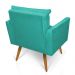 Kit 2 Poltronas Olivia Suede Azul Turquesa Pés Palito Castanho - Pallazio
