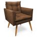 Kit 2 Poltronas Olivia Suede Marrom Pés Palito Castanho - Pallazio