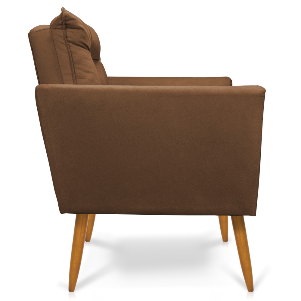 Kit 2 Poltronas Olivia Suede Marrom Pés Palito Castanho - Pallazio