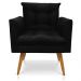 Kit 2 Poltronas Olivia Suede Preto Pés Palito Castanho - Pallazio