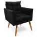 Kit 2 Poltronas Olivia Suede Preto Pés Palito Castanho - Pallazio