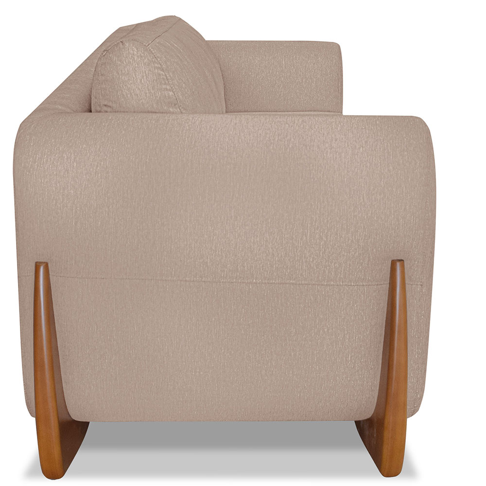 Kit 2 Poltronas Para Sala de Estar Lottus Linho Areia Pés Castanho - Pallazio