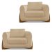 Kit 2 Poltronas Para Sala de Estar Lottus Linho Dourado Pés Castanho - Pallazio
