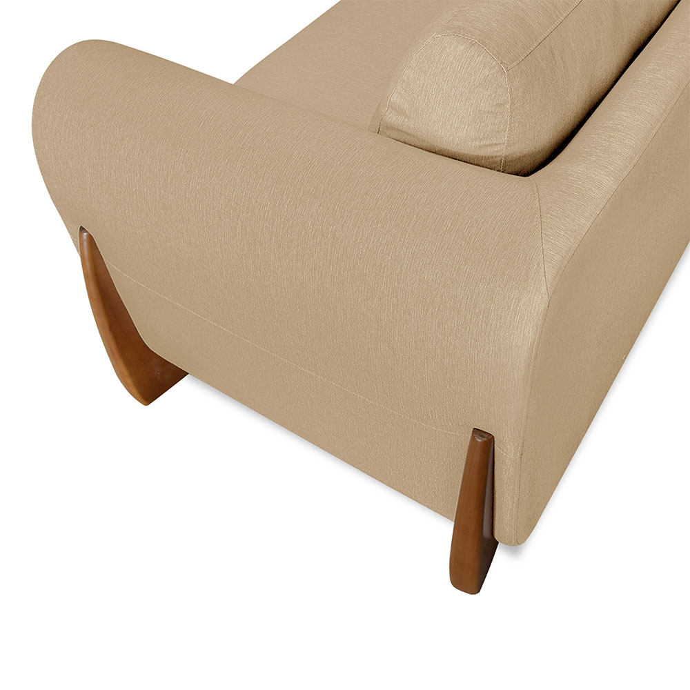 Kit 2 Poltronas Para Sala de Estar Lottus Linho Dourado Pés Castanho - Pallazio