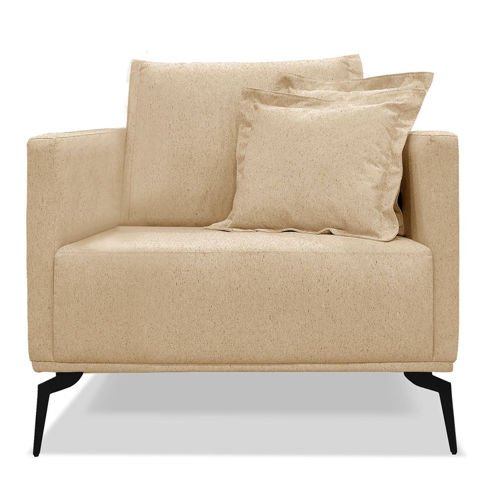 Kit 2 Poltronas Para Sala de Estar Sirius Linho Dourado Pés Metálicos - Pallazio