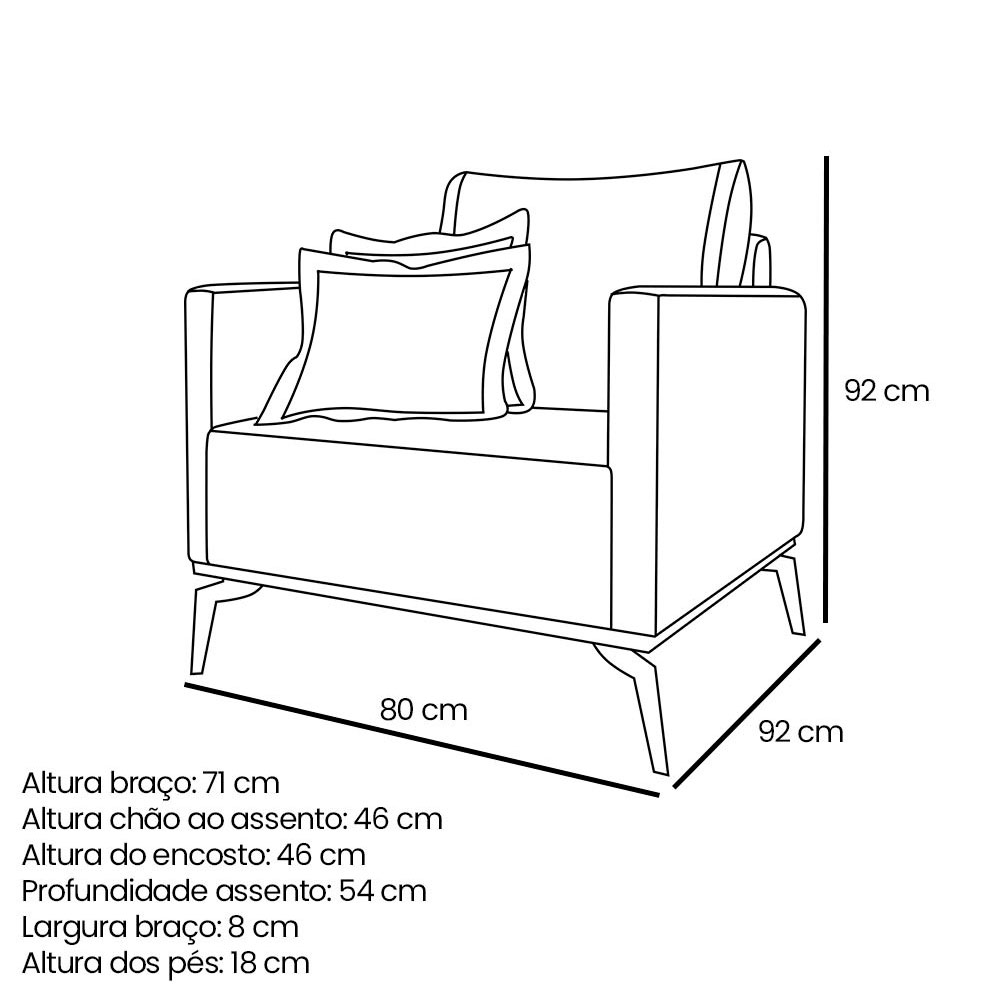Kit 2 Poltronas Para Sala de Estar Sirius Linho Dourado Pés Metálicos - Pallazio