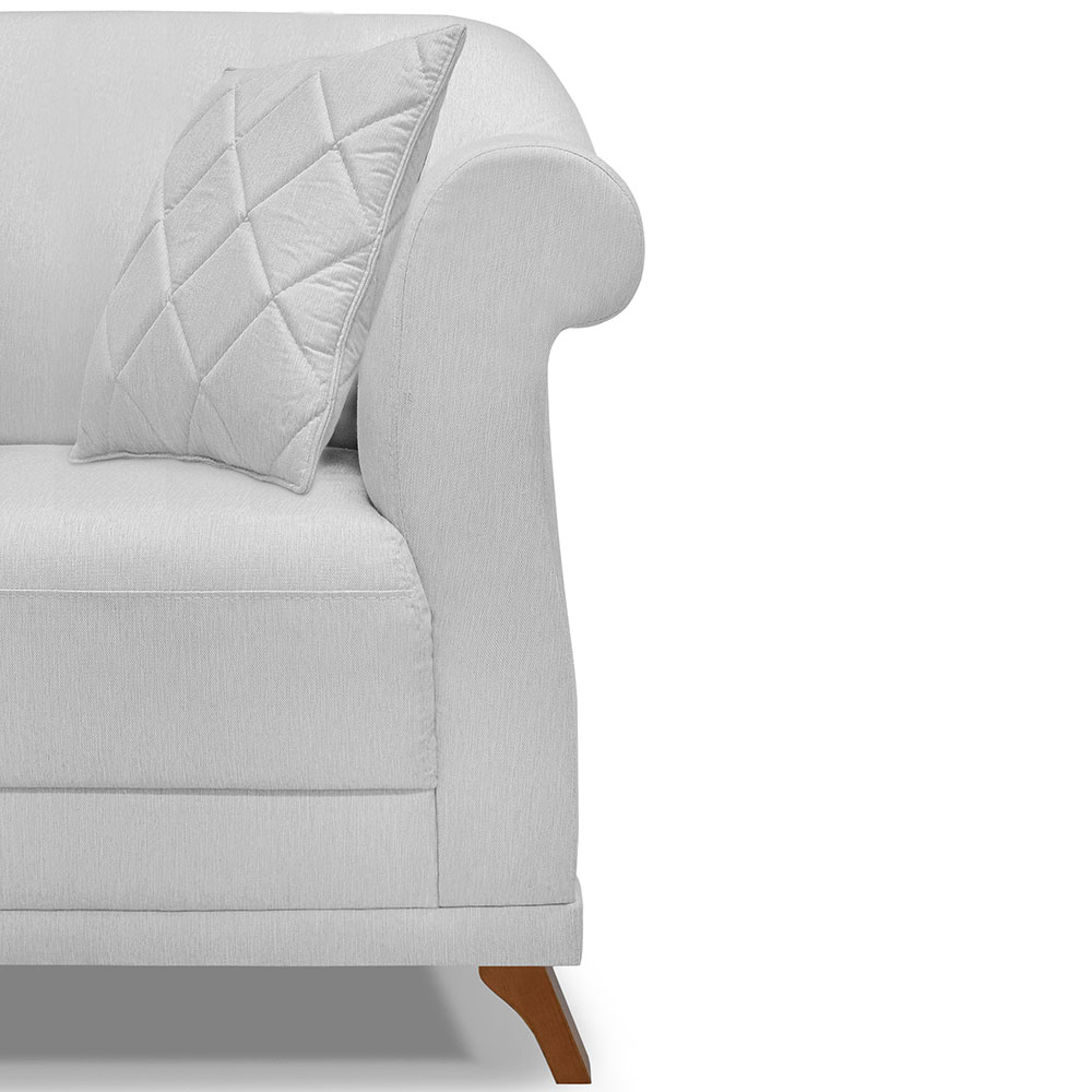 Kit 2 Poltronas Para Sala de Estar Vênus Linho Cinza Pés Castanho - Pallazio
