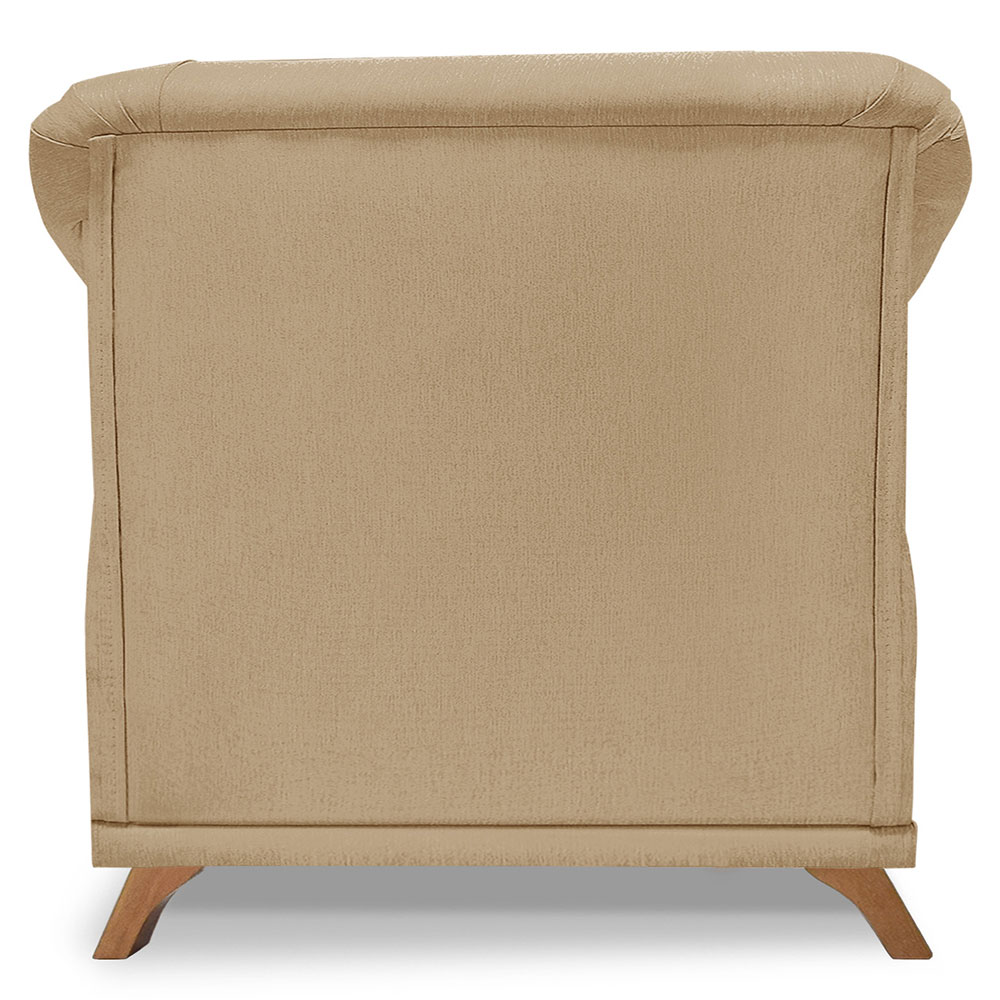 Kit 2 Poltronas Para Sala de Estar Vênus Linho Dourado Pés Castanho - Pallazio