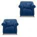 Kit 2 Poltronas Para Sala de Estar Vênus Suede Azul Marinho Pés Castanho - Pallazio