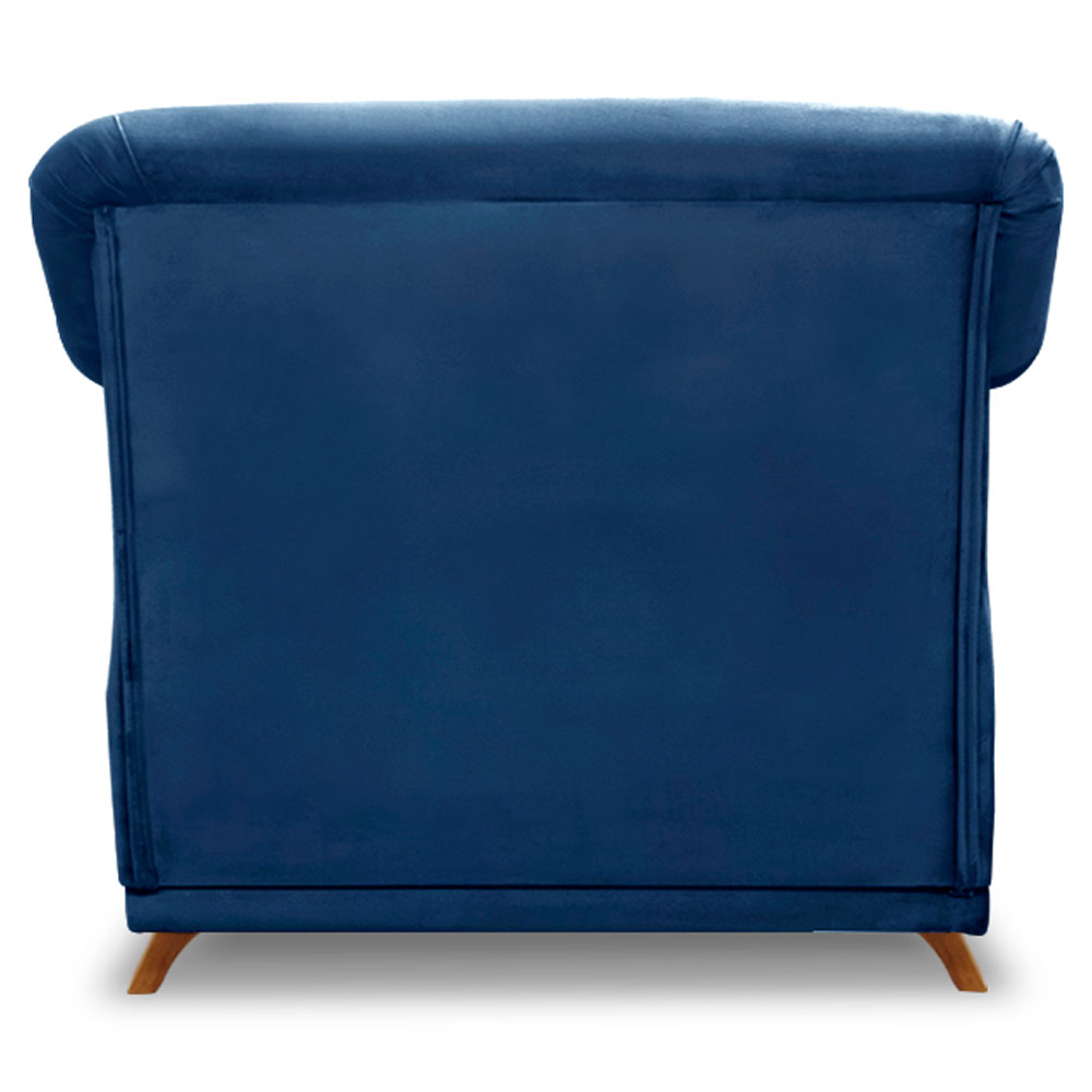 Kit 2 Poltronas Para Sala de Estar Vênus Suede Azul Marinho Pés Castanho - Pallazio