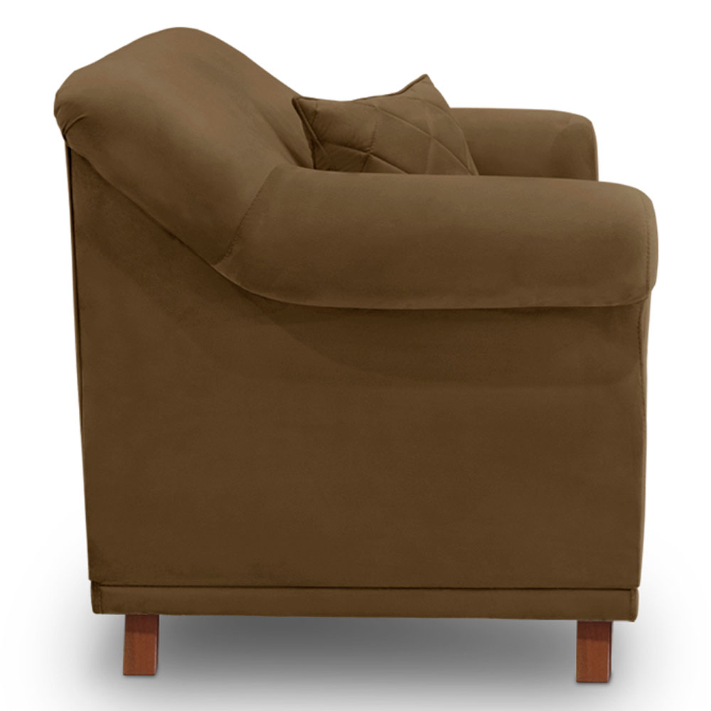 Kit 2 Poltronas Para Sala de Estar Vênus Suede Caramelo Pés Castanho - Pallazio
