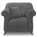 Kit 2 Poltronas Para Sala de Estar Vênus Suede Cinza Pés Castanho - Pallazio
