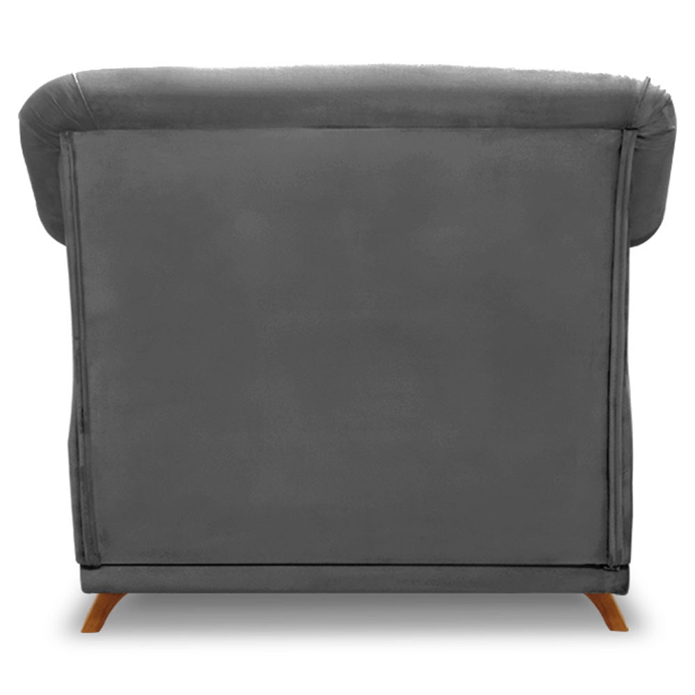 Kit 2 Poltronas Para Sala de Estar Vênus Suede Cinza Pés Castanho - Pallazio