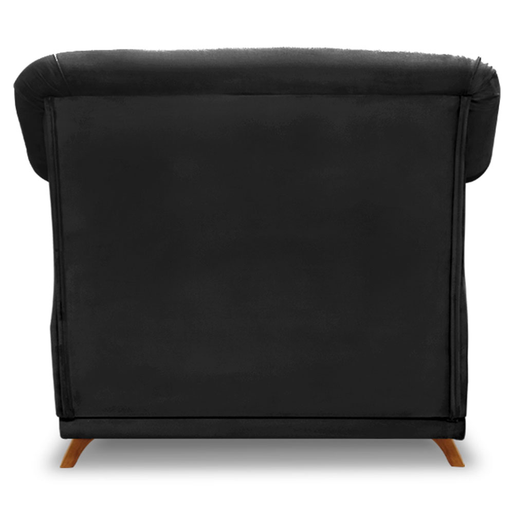 Kit 2 Poltronas Para Sala de Estar Vênus Suede Preto Pés Castanho - Pallazio