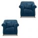 Kit 2 Poltronas Para Sala de Estar Vênus Veludo Azul Marinho Pés Castanho - Pallazio