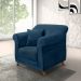 Kit 2 Poltronas Para Sala de Estar Vênus Veludo Azul Marinho Pés Castanho - Pallazio