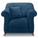 Kit 2 Poltronas Para Sala de Estar Vênus Veludo Azul Marinho Pés Castanho - Pallazio