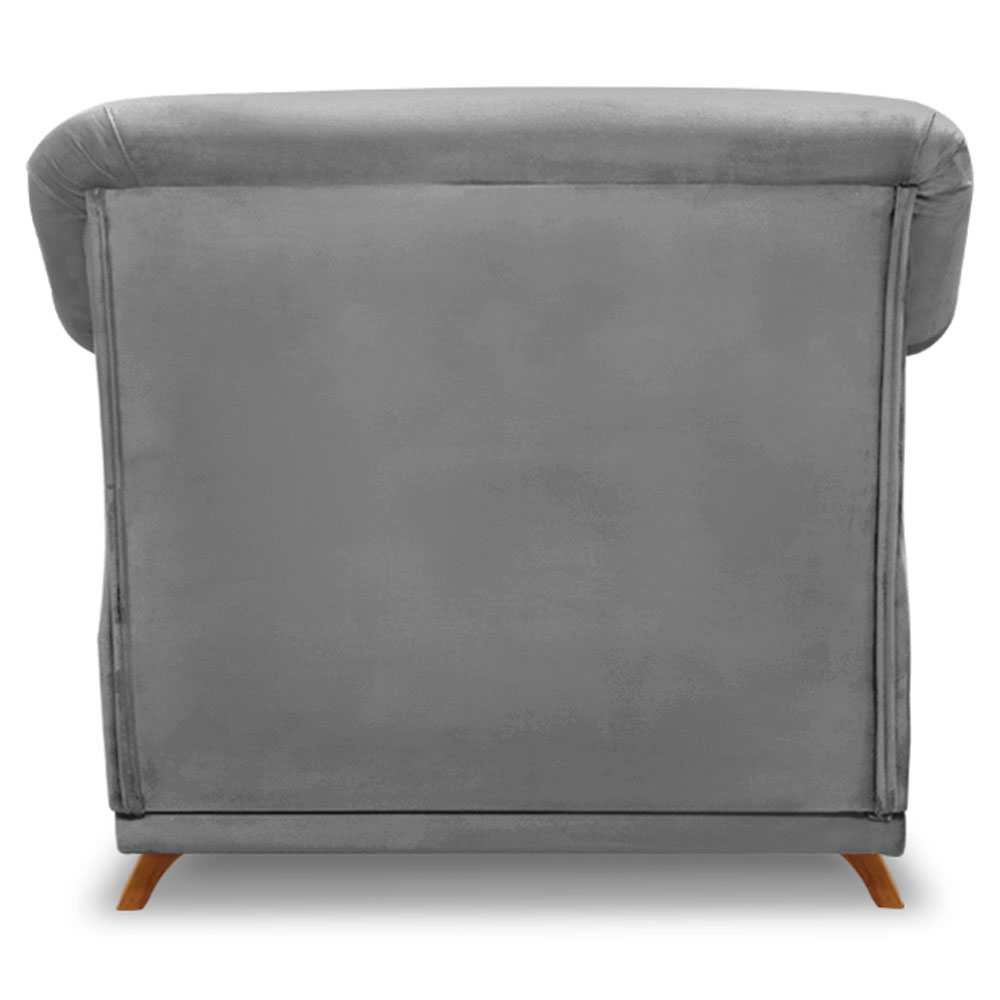Kit 2 Poltronas Para Sala de Estar Vênus Veludo Cinza Grafite Pés Castanho - Pallazio