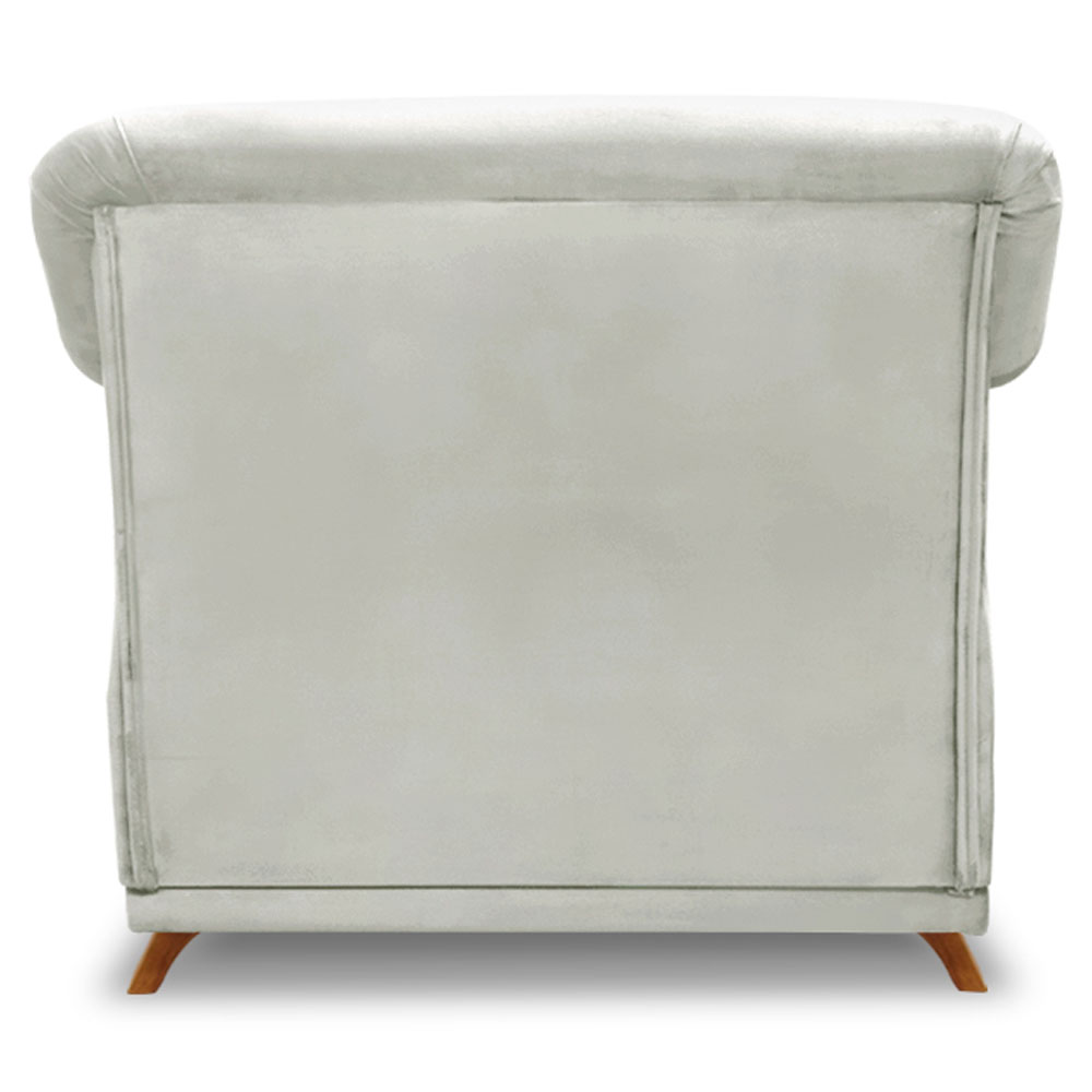 Kit 2 Poltronas Para Sala de Estar Vênus Veludo Cinza Prata Pés Castanho - Pallazio