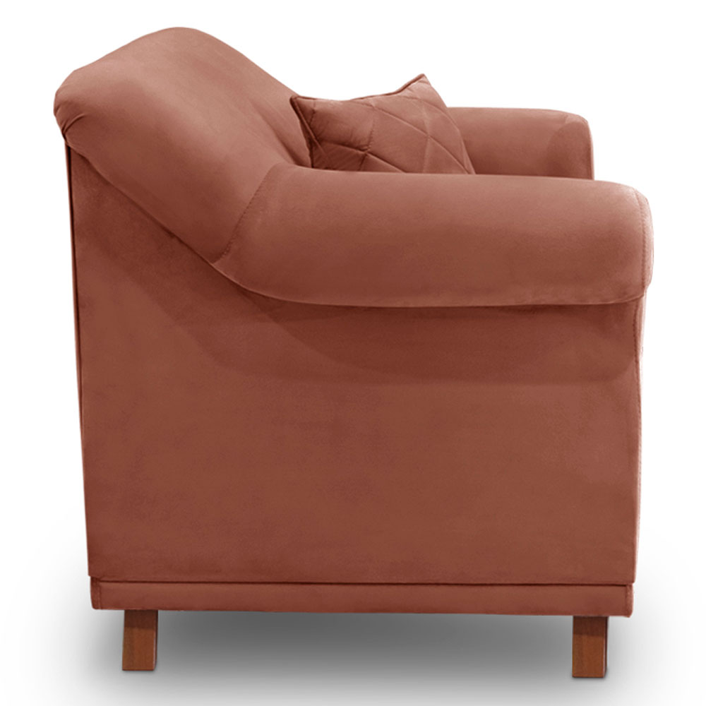 Kit 2 Poltronas Para Sala de Estar Vênus Veludo Cobre Pés Castanho - Pallazio
