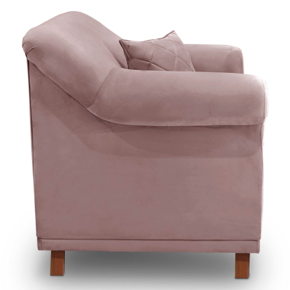 Kit 2 Poltronas Para Sala de Estar Vênus Veludo Lilás Pés Castanho - Pallazio