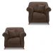 Kit 2 Poltronas Para Sala de Estar Vênus Veludo Marrom Pés Castanho - Pallazio