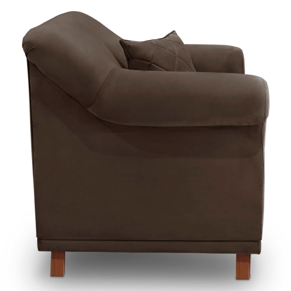 Kit 2 Poltronas Para Sala de Estar Vênus Veludo Marrom Pés Castanho - Pallazio