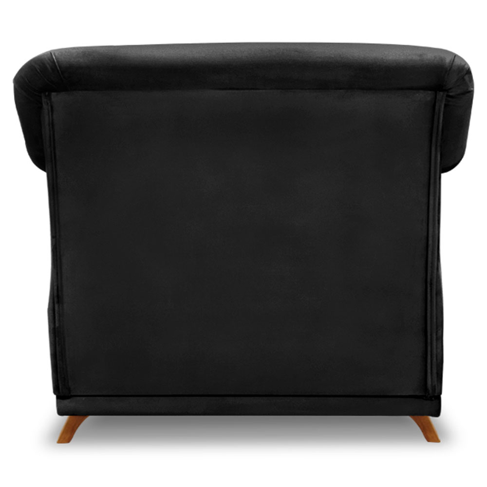 Kit 2 Poltronas Para Sala de Estar Vênus Veludo Preto Pés Castanho - Pallazio
