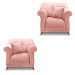 Kit 2 Poltronas Para Sala de Estar Vênus Veludo Rosa Pés Castanho - Pallazio