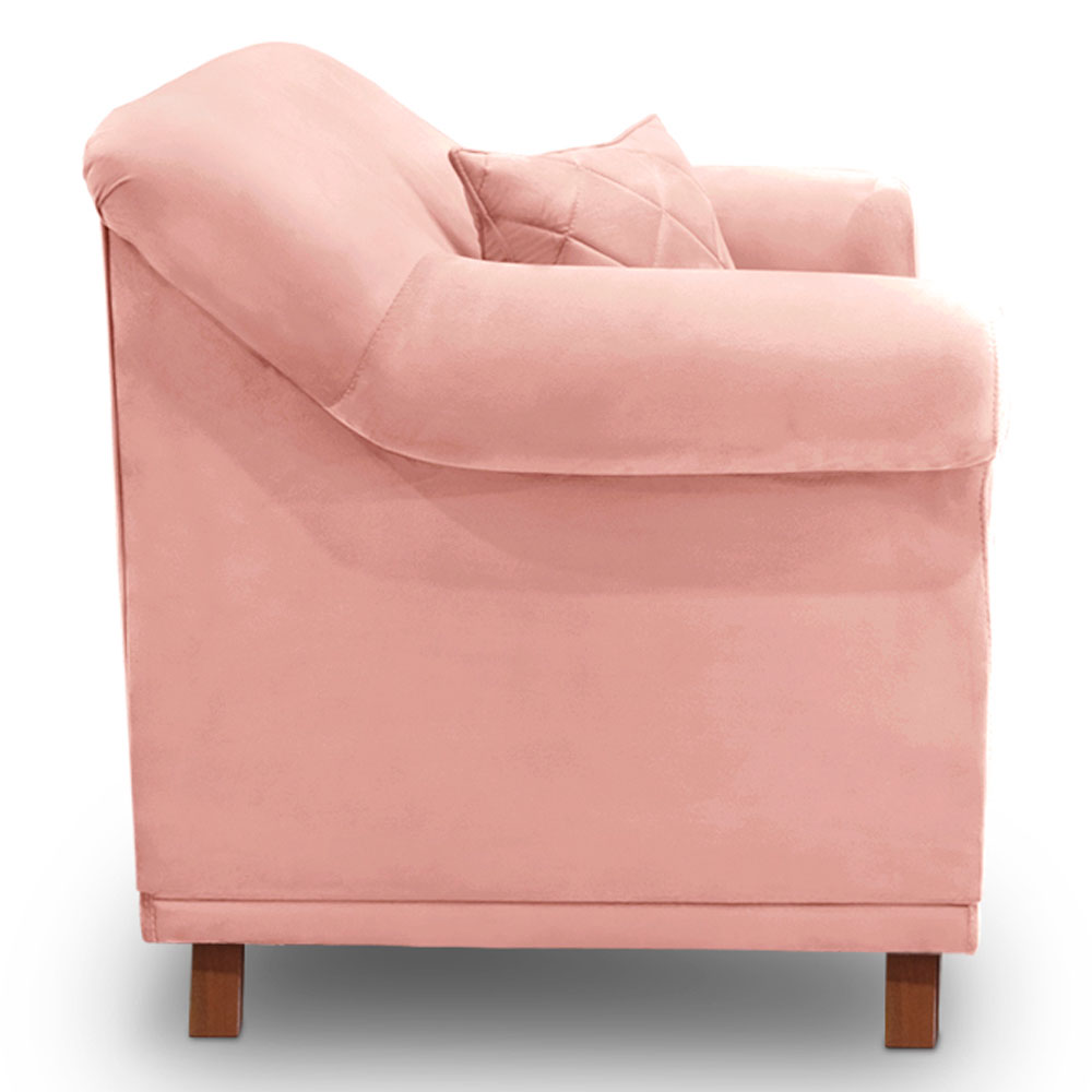 Kit 2 Poltronas Para Sala de Estar Vênus Veludo Rosa Pés Castanho - Pallazio