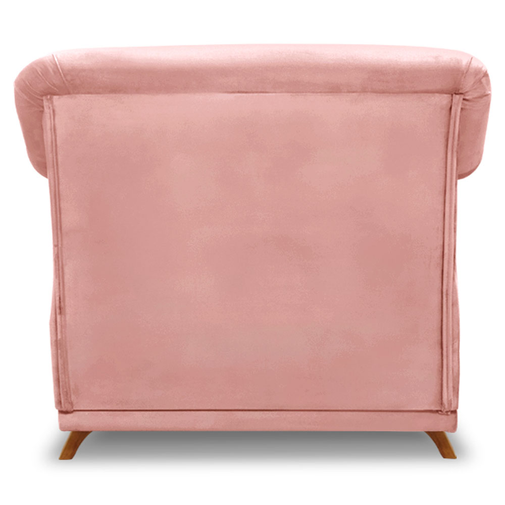 Kit 2 Poltronas Para Sala de Estar Vênus Veludo Rosa Pés Castanho - Pallazio