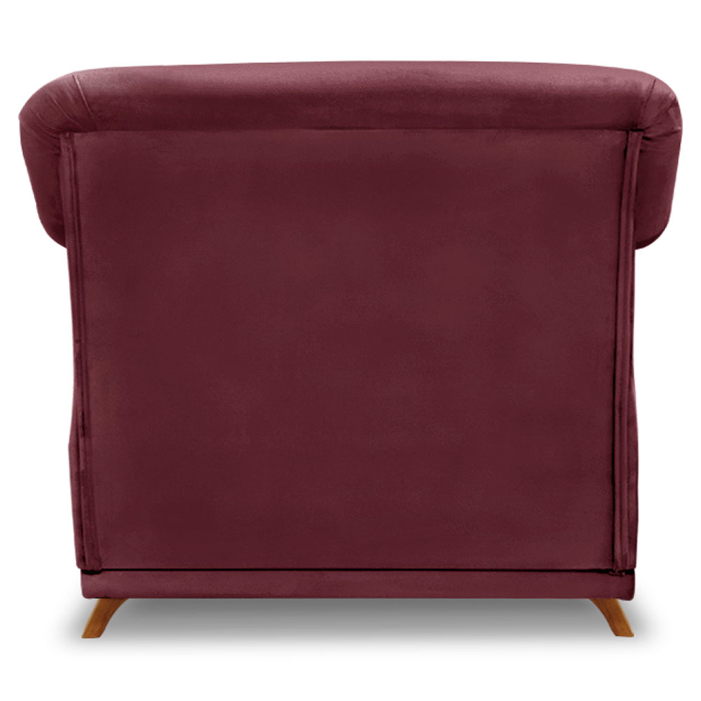 Kit 2 Poltronas Para Sala de Estar Vênus Veludo Vinho Pés Castanho - Pallazio