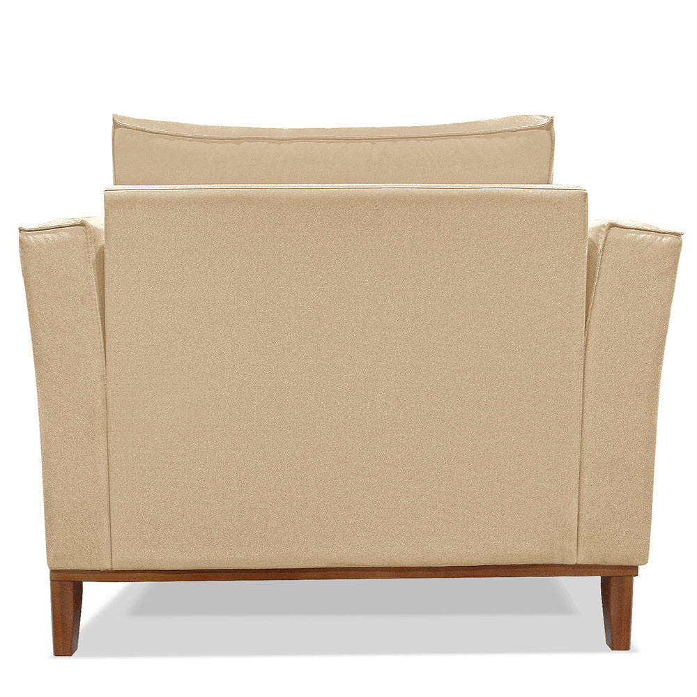 Kit 2 Poltronas Para Sala de Estar Vega Linho Dourado Pés Castanho - Pallazio
