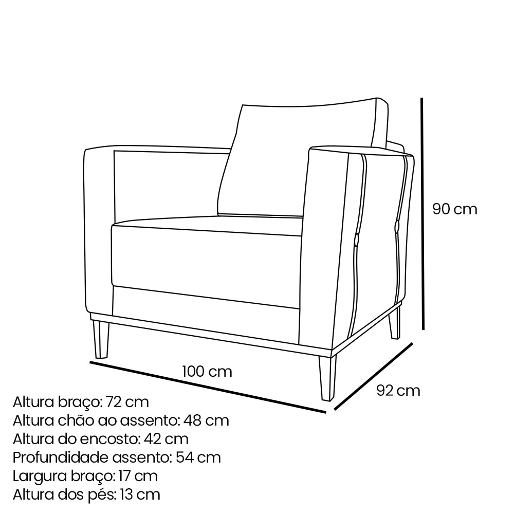 Kit 2 Poltronas Para Sala de Estar Vega Linho Dourado Pés Castanho - Pallazio