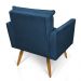 Kit 2 Poltronas e Namoradeira 2 Lugares Olivia Suede Azul Marinho Pés Palito Castanho - Pallazio
