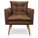 Kit 2 Poltronas e Namoradeira 2 Lugares Olivia Suede Marrom Pés Palito Castanho - Pallazio